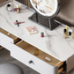 Contemporary Stone Top Vanity with Drawers Grey Vanity Set with Stool