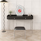 Glam Makeup Vanity Set with Glass Top, Black Vanity Dressing Table Set Makeup Vanity & Stools 2 Clearhalo 'Bedroom Furniture' 'furn' 'furn_makeup_vanities' 'Furniture' 'Makeup Vanities' 'makeup_vanities' 5932411