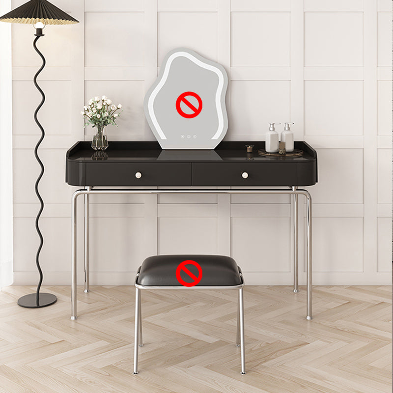Glam Makeup Vanity Set with Glass Top, Black Vanity Dressing Table Set Makeup Vanity 2 Clearhalo 'Bedroom Furniture' 'furn' 'furn_makeup_vanities' 'Furniture' 'Makeup Vanities' 'makeup_vanities' 5932412