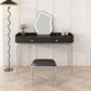 Glam Makeup Vanity Set with Glass Top, Black Vanity Dressing Table Set Clearhalo 'Bedroom Furniture' 'furn' 'furn_makeup_vanities' 'Furniture' 'Makeup Vanities' 'makeup_vanities' 5932416