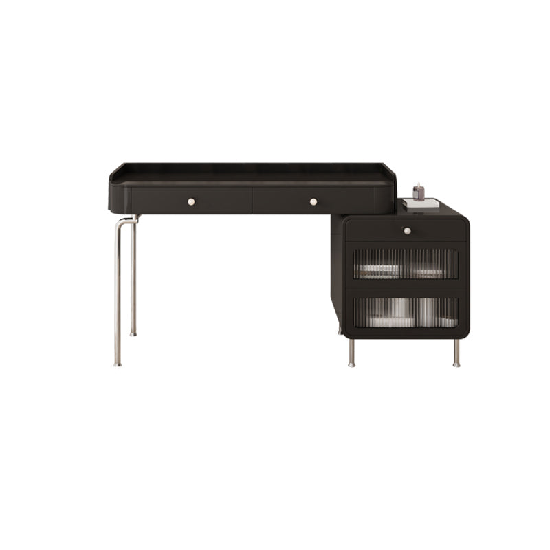 Glam Makeup Vanity Set with Glass Top, Black Vanity Dressing Table Set Clearhalo 'Bedroom Furniture' 'furn' 'furn_makeup_vanities' 'Furniture' 'Makeup Vanities' 'makeup_vanities' 5932425