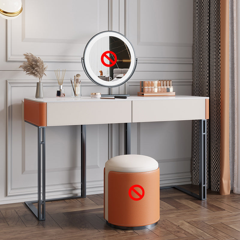 Glam Slate Top Vanity Dressing Table Solid Wood Vanity Makeup Table Set