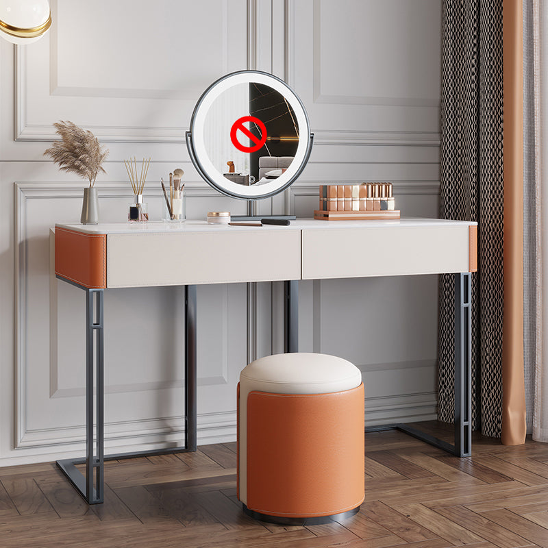 Glam Slate Top Vanity Dressing Table Solid Wood Vanity Makeup Table Set