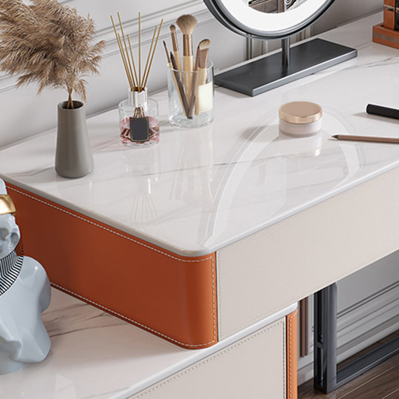 Glam Slate Top Vanity Dressing Table Solid Wood Vanity Makeup Table Set