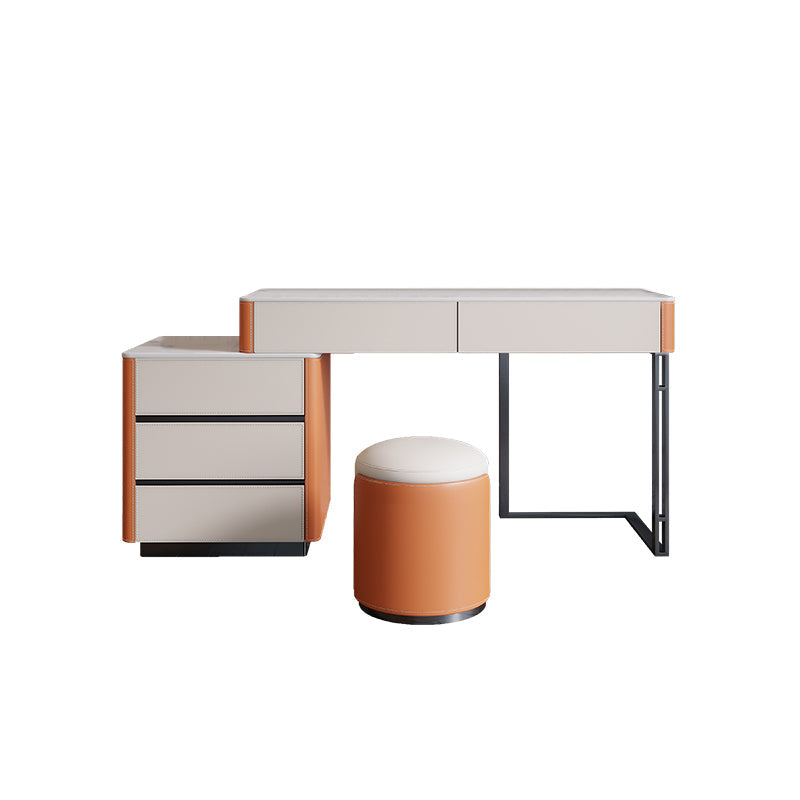 Glam Slate Top Vanity Dressing Table Solid Wood Vanity Makeup Table Set