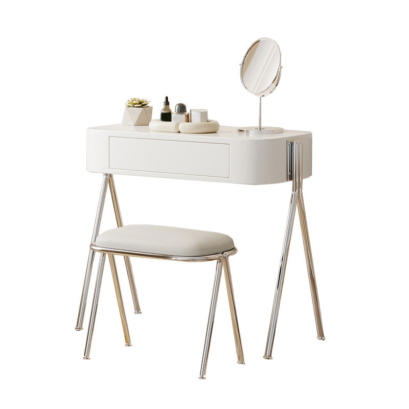 Mirrored Engineered Wood Makeup Dressing Table with Padded Stool