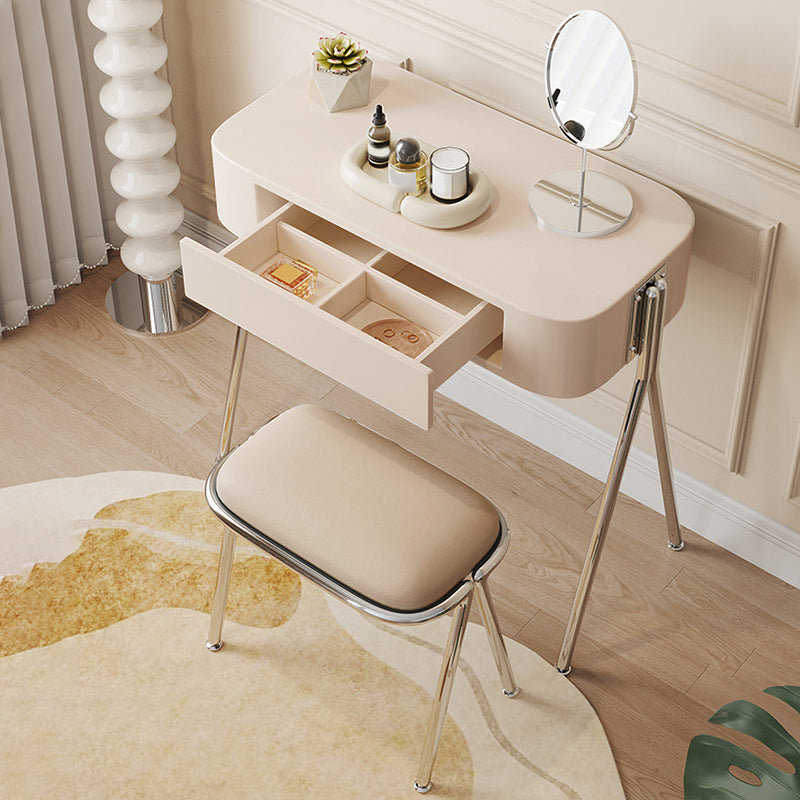 Mirrored Engineered Wood Makeup Dressing Table with Padded Stool
