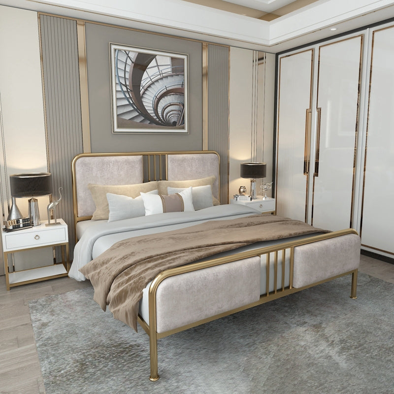 Cadre de lit contemporain de 84,65 pouces de large avec tête de lit rembourrée