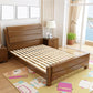 84.65 inch Wide Traditional Bed Frame Rubberwood Standard Bed with Headboard