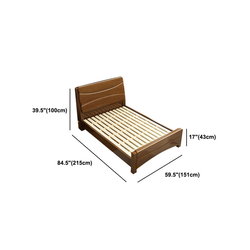 84.65 inch Wide Traditional Bed Frame Rubberwood Standard Bed with Headboard