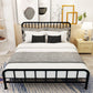 Modern Headboard Bed Rectangular Open-Frame Bed with Metal Legs