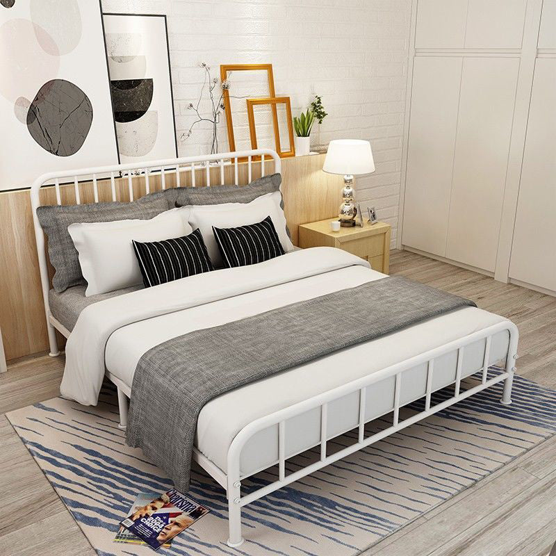 Modern Headboard Bed Rectangular Open-Frame Bed with Metal Legs