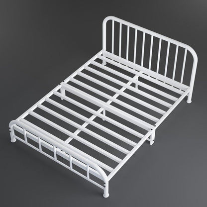 Modern Headboard Bed Rectangular Open-Frame Bed with Metal Legs
