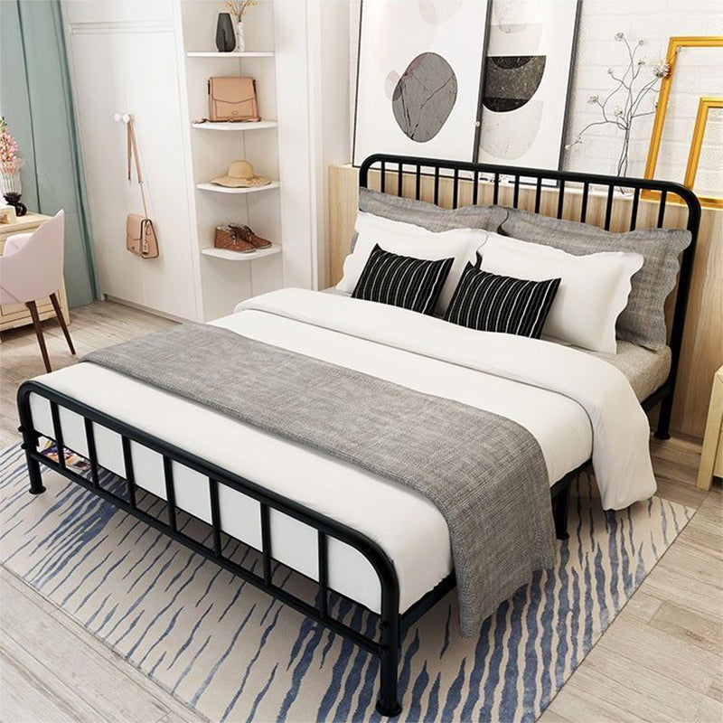 Modern Headboard Bed Rectangular Open-Frame Bed with Metal Legs
