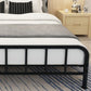 Modern Headboard Bed Rectangular Open-Frame Bed with Metal Legs
