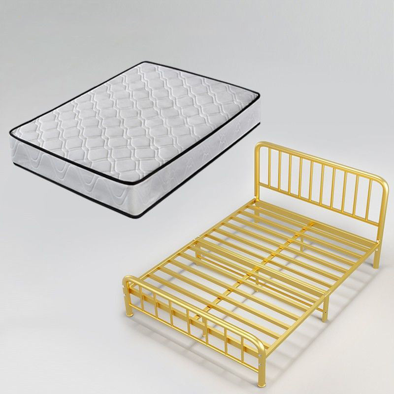 Modern Headboard Bed Rectangular Open-Frame Bed with Metal Legs