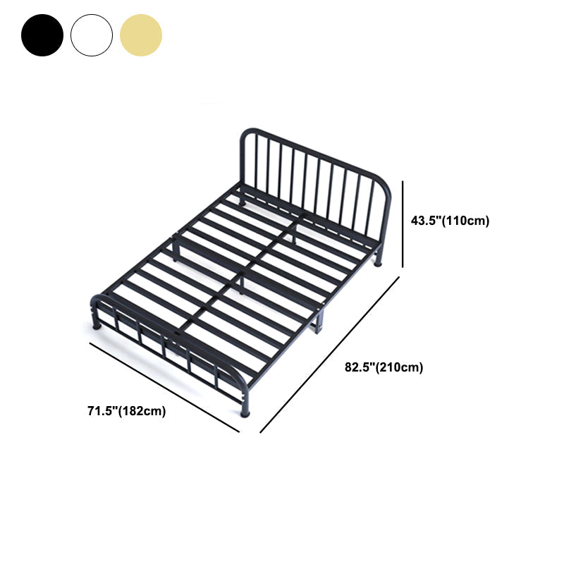 Modern Headboard Bed Rectangular Open-Frame Bed with Metal Legs