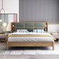 84.65 inch Wide Contemporary Bed Frame Rubberwood Bed with Storage Panel King Clearhalo 'Bedroom Furniture' 'Beds' 'furn' 'furn_beds' 'Furniture' 5932541