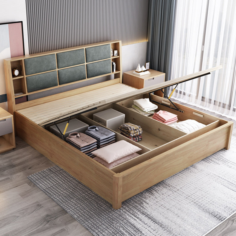 84.65 inch Wide Contemporary Bed Frame Rubberwood Bed with Storage Lift Up Storage Clearhalo 'Bedroom Furniture' 'Beds' 'furn' 'furn_beds' 'Furniture' 5932542