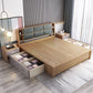 84.65 inch Wide Contemporary Bed Frame Rubberwood Bed with Storage Pull-Out Storage Clearhalo 'Bedroom Furniture' 'Beds' 'furn' 'furn_beds' 'Furniture' 5932543
