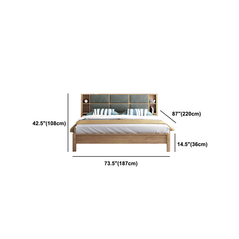 84.65 inch Wide Contemporary Bed Frame Rubberwood Bed with Storage Clearhalo 'Bedroom Furniture' 'Beds' 'furn' 'furn_beds' 'Furniture' 5932552