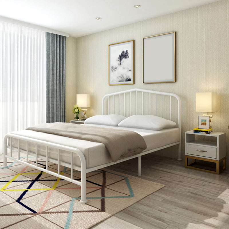 Modern Metal Headboard Bed Arched Open-Frame Bed with Metal Legs Full XL White Clearhalo 'Bedroom Furniture' 'Beds' 'furn' 'furn_beds' 'Furniture' 5932558