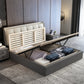 Lift Up Storage Bed Upholstered Wood Bed Frame with Headboard