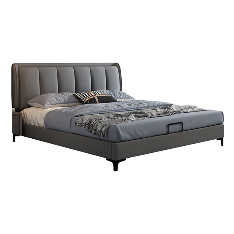 Lift Up Storage Bed Upholstered Wood Bed Frame with Headboard Panel Leather Clearhalo 'Bedroom Furniture' 'Beds' 'furn' 'furn_beds' 'Furniture' 5932604