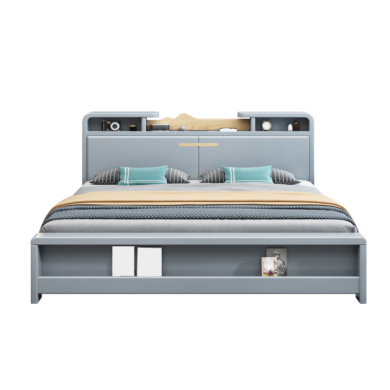 84.65 inch Wide Traditional Bed Frame Solid Wood Bed with Headboard