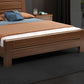 84.65 inch Wide Scandinavian Bed Frame Solid Wood Espresso Bed with Headboard