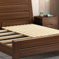 84.65 inch Wide Scandinavian Bed Frame Solid Wood Espresso Bed with Headboard