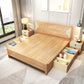 84.65 inch Wide Scandinavian Bed Natural Solid Wood Bed with Headboard