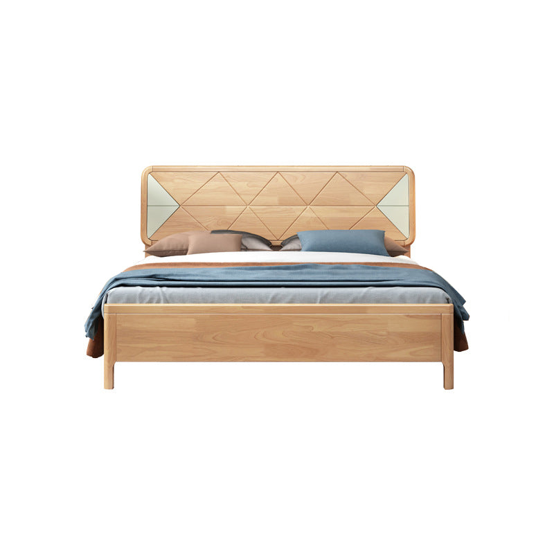 Letto scandinavo largo 84,65 pollici con testiera in legno naturale con testiera
