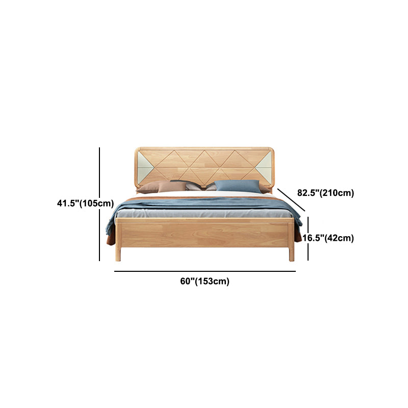 Letto scandinavo largo 84,65 pollici con testiera in legno naturale con testiera