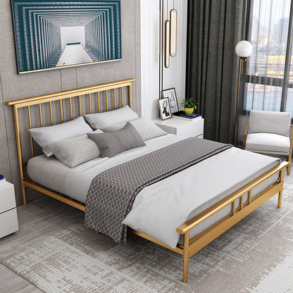 Modern Metal Folding Bed Rectangular Open-Frame Bed with Headboard