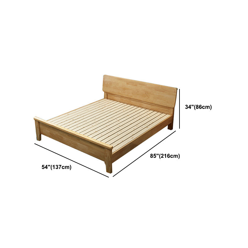 84.65 inch Wide Scandinavian Bed Frame Solid Wood Standard Bed with Headboard