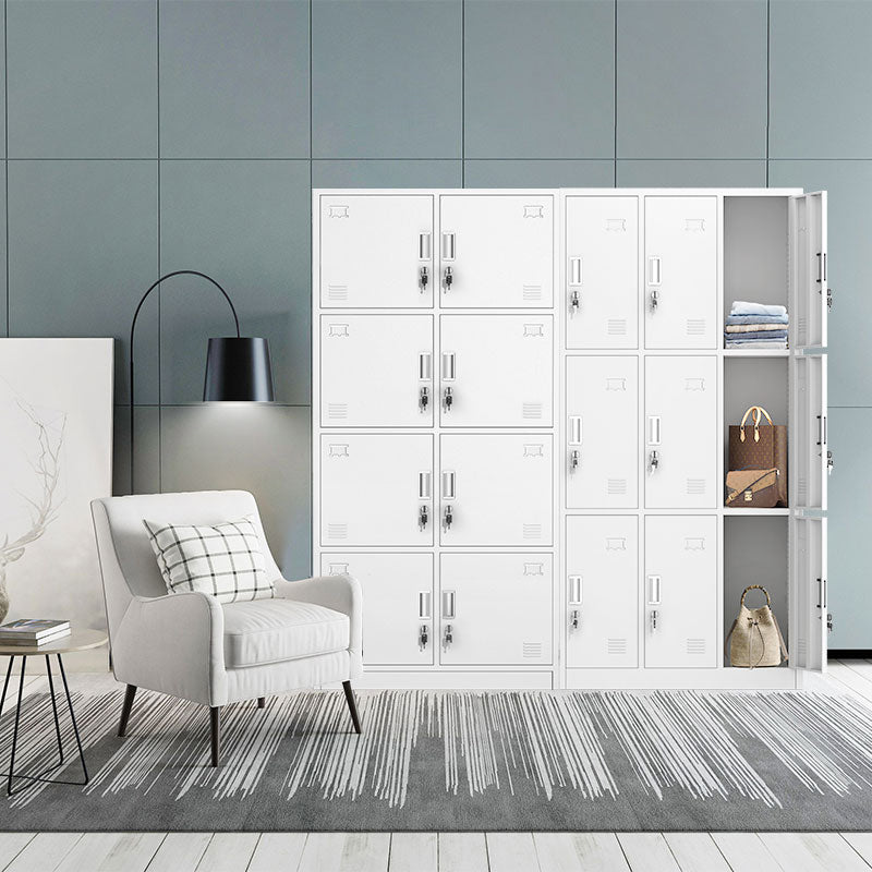 Contemporary Style Metal Wardrobe White Colour Soft Close Doors Wardrobe Closet