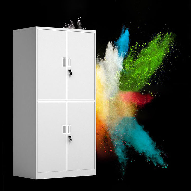 Contemporary Style Metal Wardrobe White Colour Soft Close Doors Wardrobe Closet