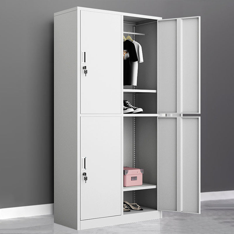 Contemporary Wardrobe White Colour Steel Wardrobe Closet with Doors Clearhalo 'Armoires & Wardrobes' 'armoires_wardrobes' 'Bedroom Furniture' 'furn' 'furn_armoires_wardrobes' 'Furniture' 5933000