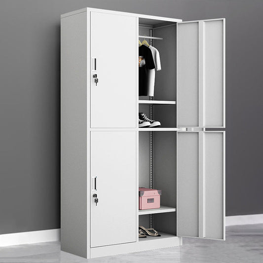 Contemporary Wardrobe White Colour Steel Wardrobe Closet with Doors Clearhalo 'Armoires & Wardrobes' 'armoires_wardrobes' 'Bedroom Furniture' 'furn' 'furn_armoires_wardrobes' 'Furniture' 5933000
