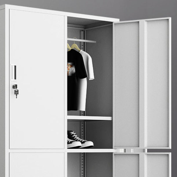Contemporary Wardrobe White Colour Steel Wardrobe Closet with Doors Clearhalo 'Armoires & Wardrobes' 'armoires_wardrobes' 'Bedroom Furniture' 'furn' 'furn_armoires_wardrobes' 'Furniture' 5933005