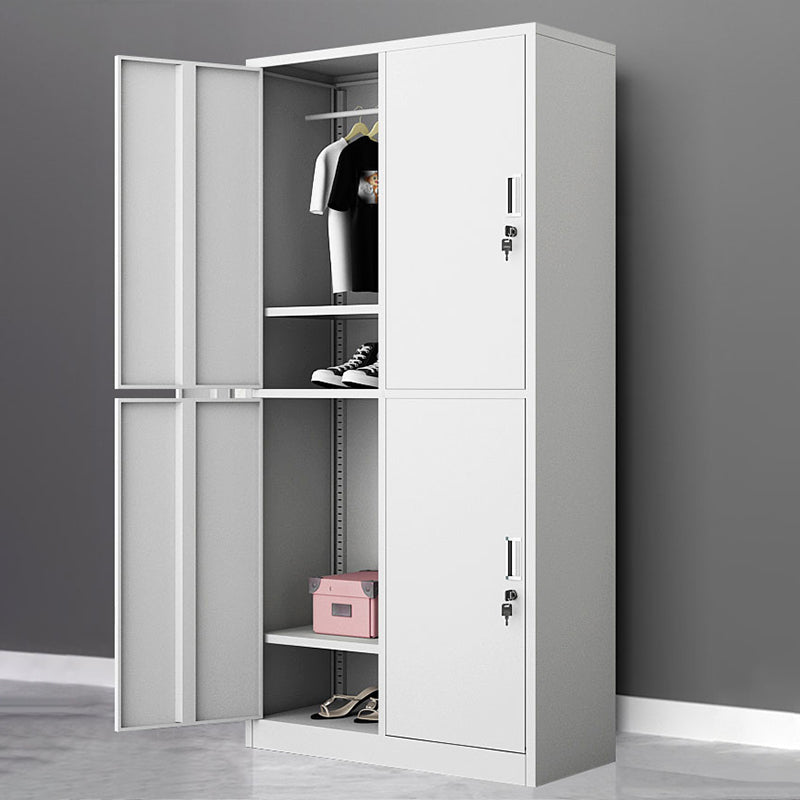 Contemporary Wardrobe White Colour Steel Wardrobe Closet with Doors Clearhalo 'Armoires & Wardrobes' 'armoires_wardrobes' 'Bedroom Furniture' 'furn' 'furn_armoires_wardrobes' 'Furniture' 5933012