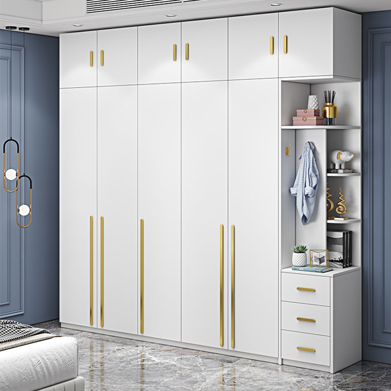 Witte kleur houten garderobe zachte close deur garderobe kast met kledingstaaf