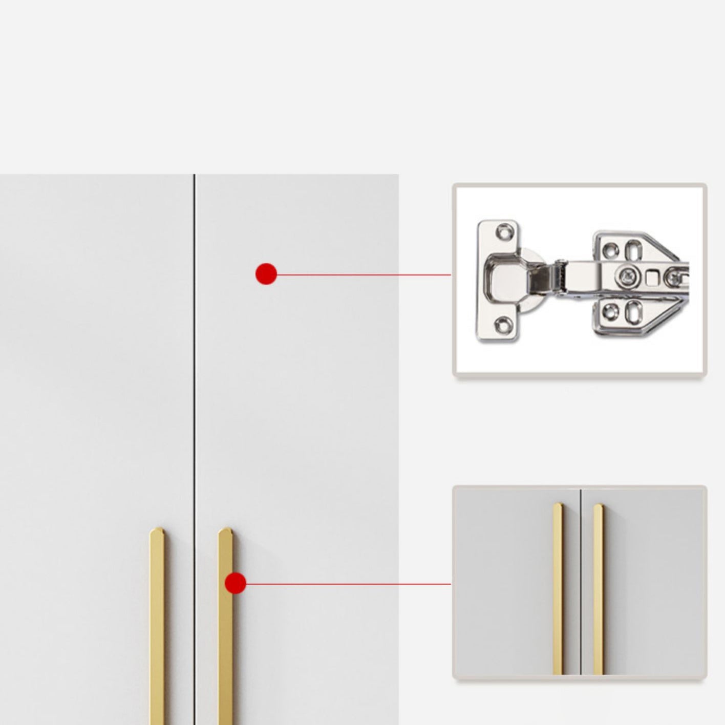 Witte kleur houten garderobe zachte close deur garderobe kast met kledingstaaf