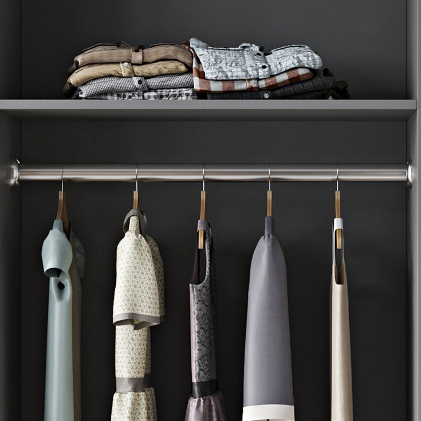 Witte kleur houten garderobe zachte close deur garderobe kast met kledingstaaf