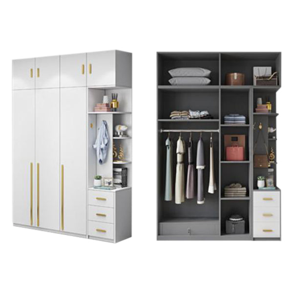 Witte kleur houten garderobe zachte close deur garderobe kast met kledingstaaf