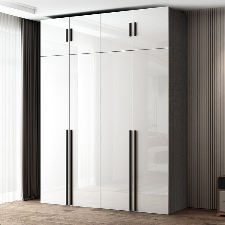 Mirrored Finish Cabinet with Hinged Doors Contemporary White Storage Cabinet