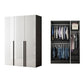 Mirrored Finish Cabinet with Hinged Doors Contemporary White Storage Cabinet