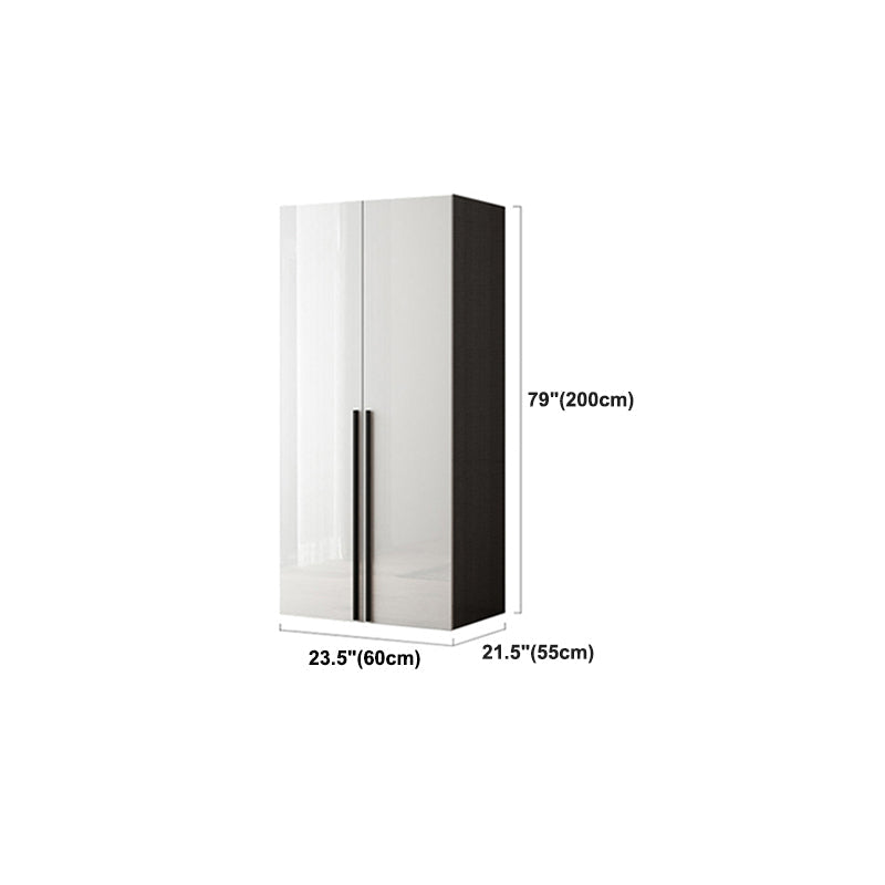 Mirrored Finish Cabinet with Hinged Doors Contemporary White Storage Cabinet