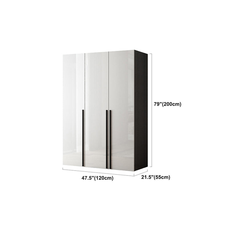 Mirrored Finish Cabinet with Hinged Doors Contemporary White Storage Cabinet